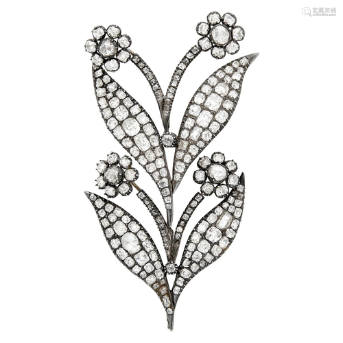 Silver, Gold and Diamond Brooch