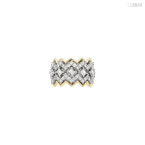 Two-Color Gold and Diamond Band Ring