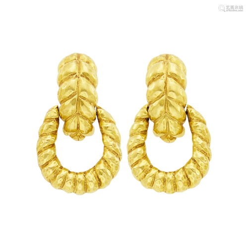 Pair of Gold Door Knocker Earclips