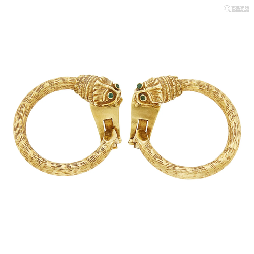 Pair of Gold Chimera Hoop Earclips