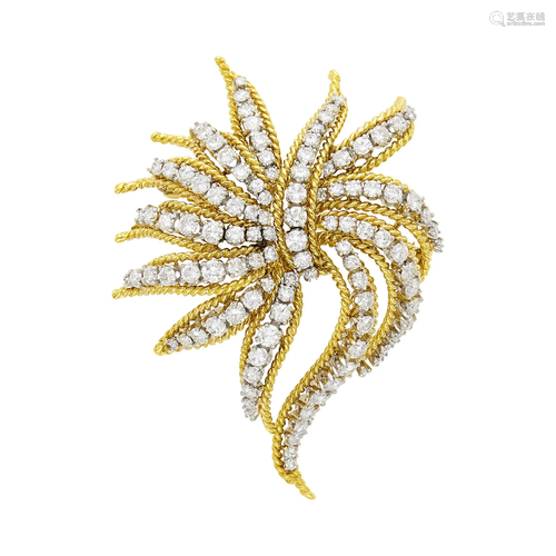 Van Clief Gold, Platinum and Diamond Brooch