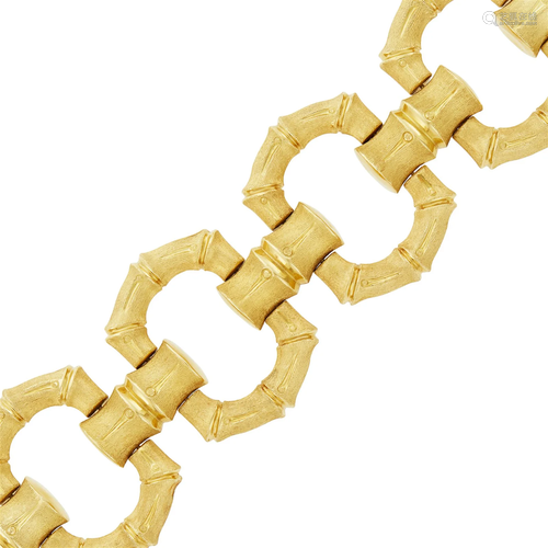 Wide Gold Bamboo Link Bracelet