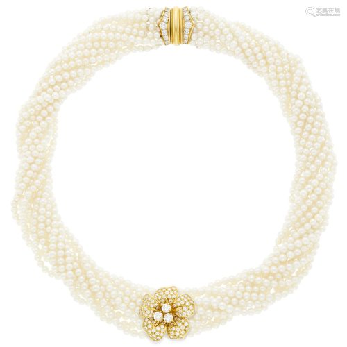 Eric Bertrand Multistrand Cultured Pearl Torsade Necklace wi...