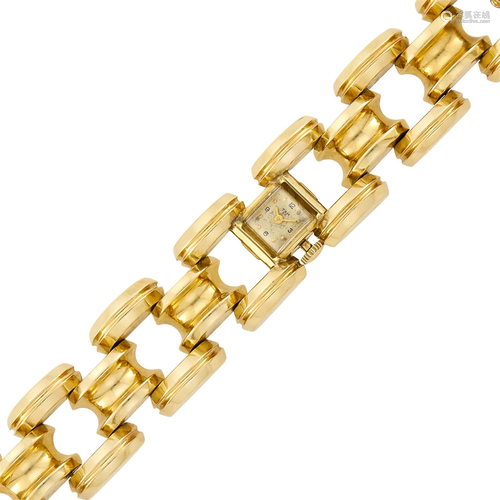 Wide Gold Bracelet-Watch