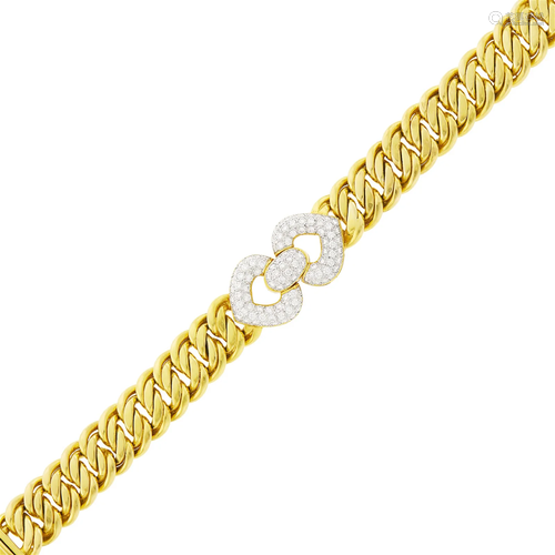 Two-Color Gold and Diamond Curb Link Bracelet