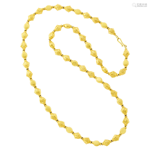 Zolotas Long Gold Bead Necklace