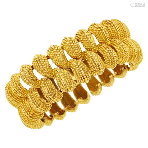 Wide Two Row Gold Link Bracelet