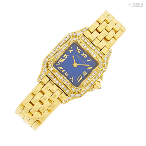 Cartier Gold and Diamond 'Panthère' Wristwatch, Re...