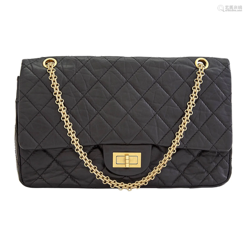 Chanel Black Calfskin Leather Reissue 2.55 Double Flap Bag