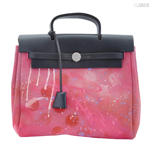 Hermès Convertible Customized Splattered Paint Canvas and Le...