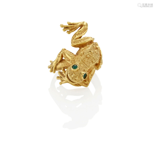 KURT WAYNE: AN 18K GOLD AND EMERALD FROG RING