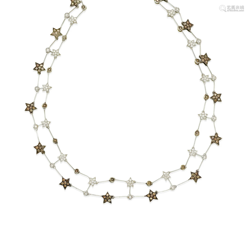 AN 18K BI-COLOR GOLD AND DIAMOND NECKLACE