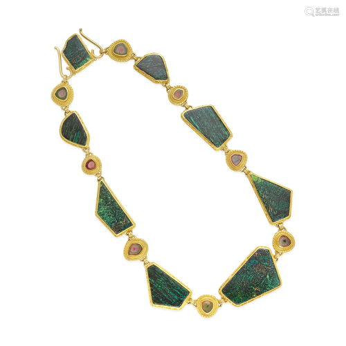 LUNA FELIX: A GOLD, 'CONK WOOD' OPAL AND TOURMALIN...