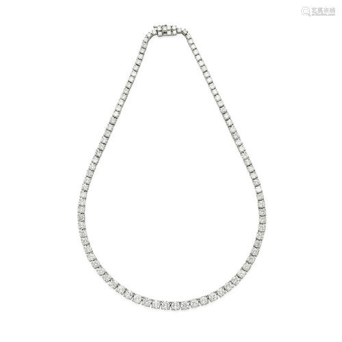 A PLATINUM AND DIAMOND RIVIÈRE NECKLACE