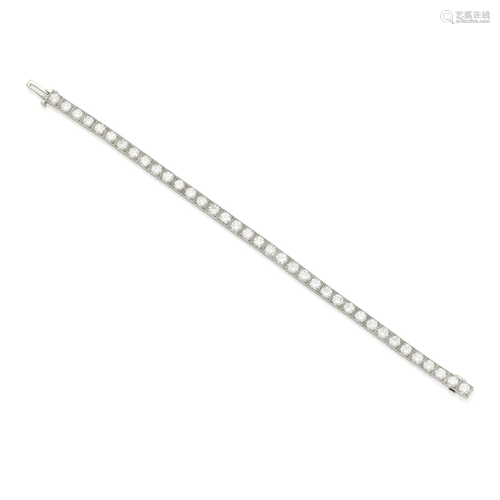 A PLATINUM AND DIAMOND LINE BRACELET