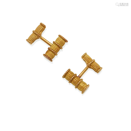 TIFFANY & CO.: A PAIR OF 18K GOLD CUFFLINKS, ITALY