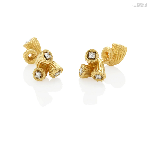 SCHLUMBERGER FOR TIFFANY & CO.: A PAIR OF 18K GOLD AND D...