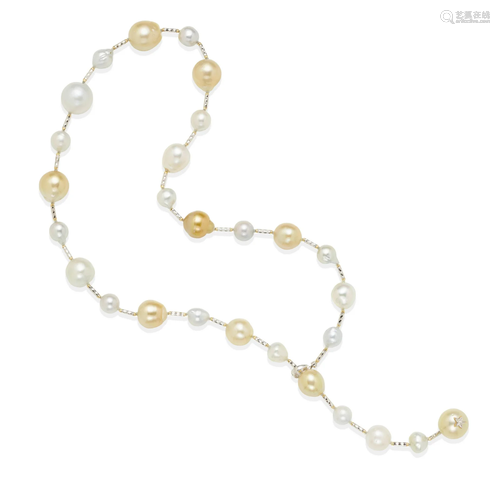 A 14K GOLD AND CULTURED PEARL NECKLACE