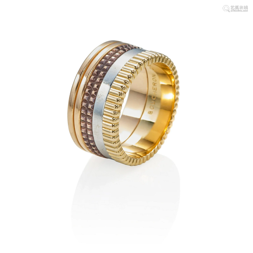 BOUCHERON: AN 18K TRI-COLOR GOLD 'QUATRE' RING