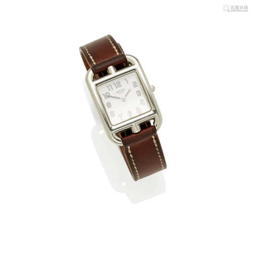 HERMES: A STAINLESS STEEL AND LEATHER WRISTWATCH, FRANCE