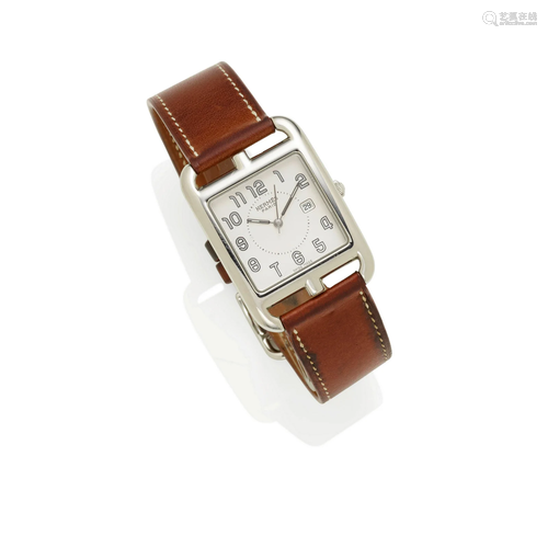 HERMES: A STAINLESS STEEL AND LEATHER WRISTWATCH, FRANCE