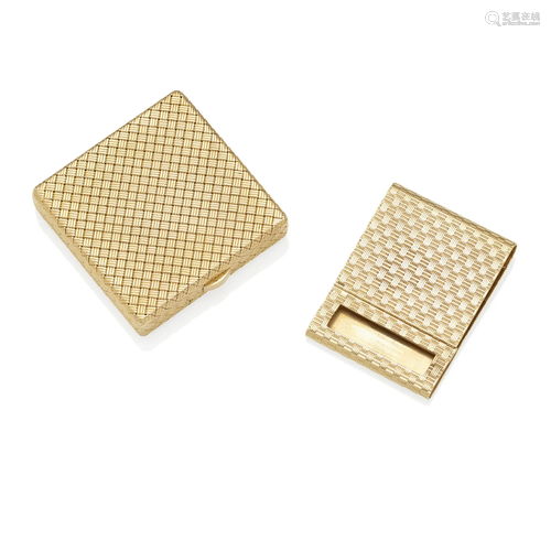 TIFFANY & CO.: A 14K GOLD COMPACT AND MATCH BOOK HOLDER