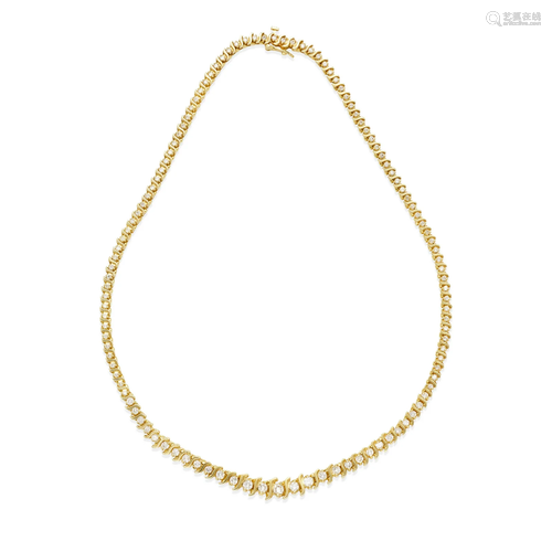 A 14K GOLD AND DIAMOND RIVIÈRE NECKLACE