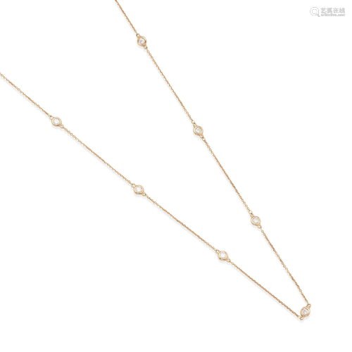 A 14K ROSE GOLD AND DIAMOND NECKLACE