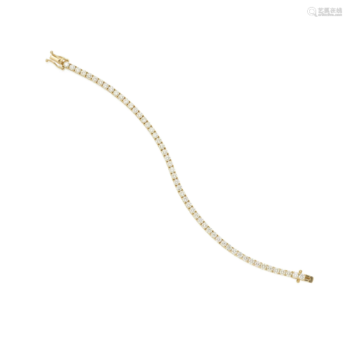 A 14K GOLD AND DIAMOND LINE BRACELET