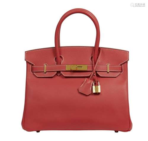 HERMÈS Édition Limitée 2012 Sac BIRKIN VERSO 30 Veau Epsom R...