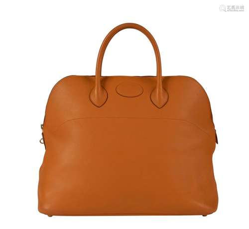 HERMÈS 1999 Sac BOLIDE 45 Cuir grainé orange Garniture métal...