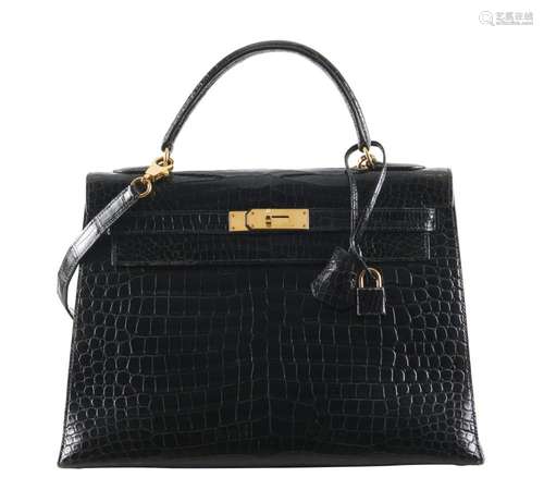 HERMÈS 1995 Sac KELLY Sellier 32 Crocodile d'estuaire li...