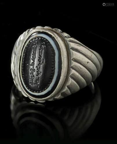 AGATE SEAL SILVER RING