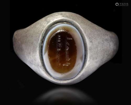 AGATE SEAL SILVER RING