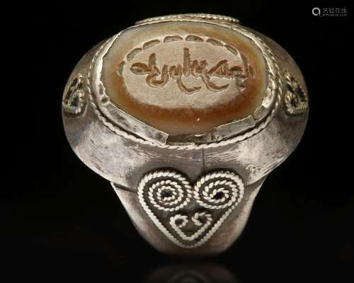 AGATE SEAL SILVER RING