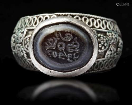 AGATE SEAL SILVER RING