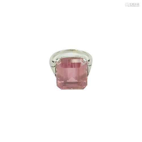 GIA Pink Topaz and 18K Ring