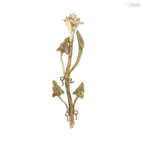 Antique Diamond and 14K Brooch