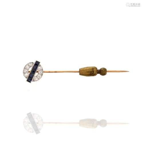 Diamond, Sapphire and 14K Stick Pin