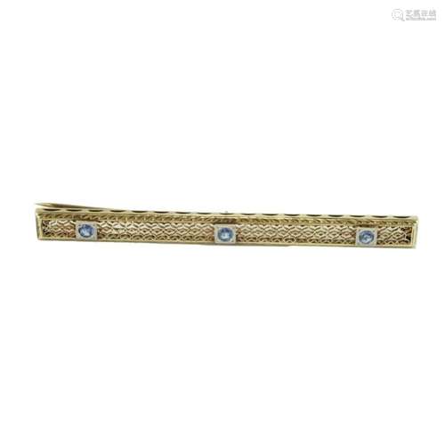 14K Bar Pin with Sapphires