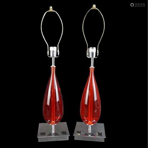 Pair of Lucite Lamps