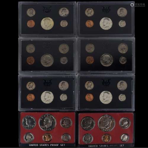 Eight US Proof Coin Sets