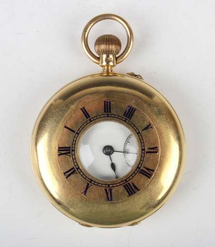 An Edwardian 18ct gold keyless wind half hunting cased gentl...