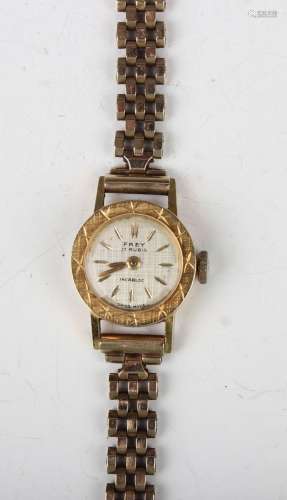 A Frey 18ct gold circular cased lady's wristwatch, the signe...