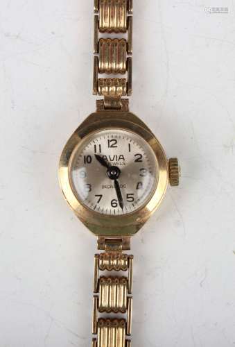 An Avia 9ct gold lady's bracelet wristwatch, the signed circ...