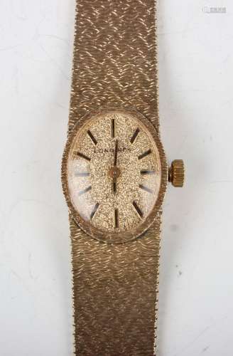 A Longines 9ct gold lady's bracelet wristwatch, the signed o...
