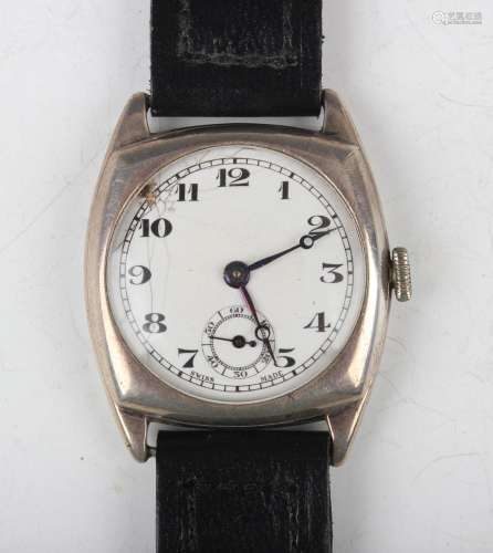 A Rolex silver cushion cased wristwatch, the signed and jewe...