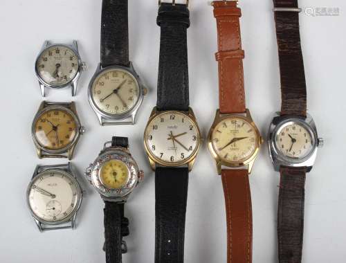A Timex steel cased mid-size wristwatch, case width 3cm, a B...