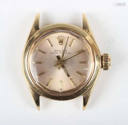 A Rolex Oyster Perpetual 18ct gold circular cased lady's wri...