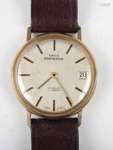 A Swiss Emperor 9ct gold circular cased gentleman's wristwat...
